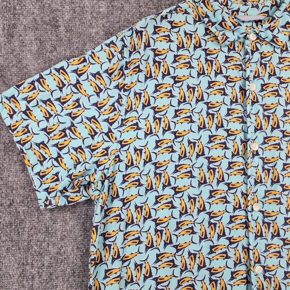 Tommy Bahama Shirt Mens Large Blue Marlin Fish AOP Button Up Hawaiian Tropical - Picture 8 of 15